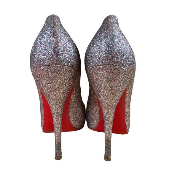 Christian Louboutin Titi 120 Glitter Mini/Specchio Peep Toe Pumps Heels Size 39 - Picture 6 of 11